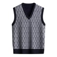 thumbnail image 1 of Mens Pullover Sweaters Mens Winter V Neck Sleeveless Knit Vest Sweater Vest (Color: Grey,Size: XXXL ), 1 of 4