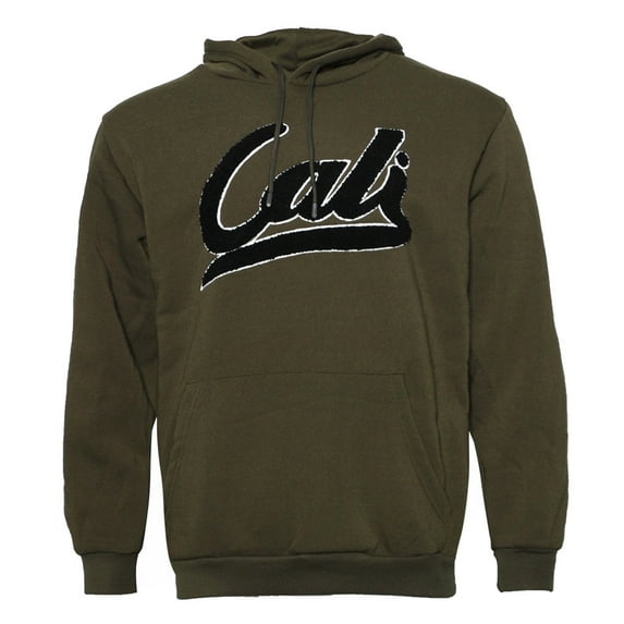 Mens Pullover Sweatshirt Hoodie Fleece Embroidered Sherpa Cali Olive M