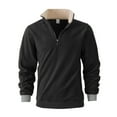 thumbnail image 1 of Mens Pullover Sweatshirts Sherpa Lined Casual Long Sleeve Mock Neck Fall Winter Tops with Zipper Pocket (M, Black), 1 of 9