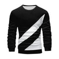 thumbnail image 1 of Mens Pullover Tops Color Blocked Solid Long Sleeve Round Neck Mens Sweaters,Black,L, 1 of 4