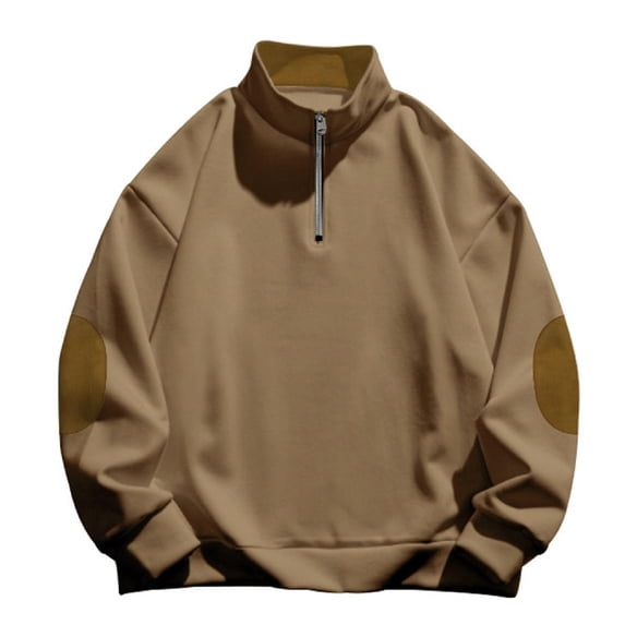 Mens Pullover Tops Fashion Relaxed Comfortable Fashion Long Sleeve With No Pocket Mens Workout Clothing,Khaki,S
