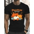 thumbnail image 1 of Mens Pumpkin Season Graphic Autumn Tee T Shirt Tops Fashion Casual Short Sleeve Round Neck Black S-5XL, 1 of 5