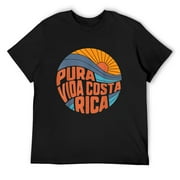 Mens Pura Vida Costa Rica Vintage Sunset Surfing Summer Vacation T-Shirt Black Small