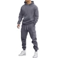 thumbnail image 1 of Mens Pure Basic Sweatsuits Two Piece Sets Fleece Pullover Sweater Blouses Long Sleeved Hooded Sweatshirt Athletic-Fit Track Pants Drawstring Elastic Waist Jogger Pants with Mutil Pockets, 1 of 5
