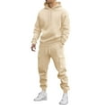 thumbnail image 1 of Mens Pure Basic Sweatsuits Two Piece Sets Fleece Pullover Sweater Blouses Long Sleeved Hooded Sweatshirt Athletic-Fit Track Pants Drawstring Elastic Waist Jogger Pants with Mutil Pockets, 1 of 5