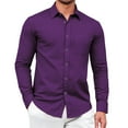 thumbnail image 1 of Mens Purple Dress Shirts Long Sleeve Casual Solid Wedding Dating Button Down Shirt with Pocket XL, 1 of 7