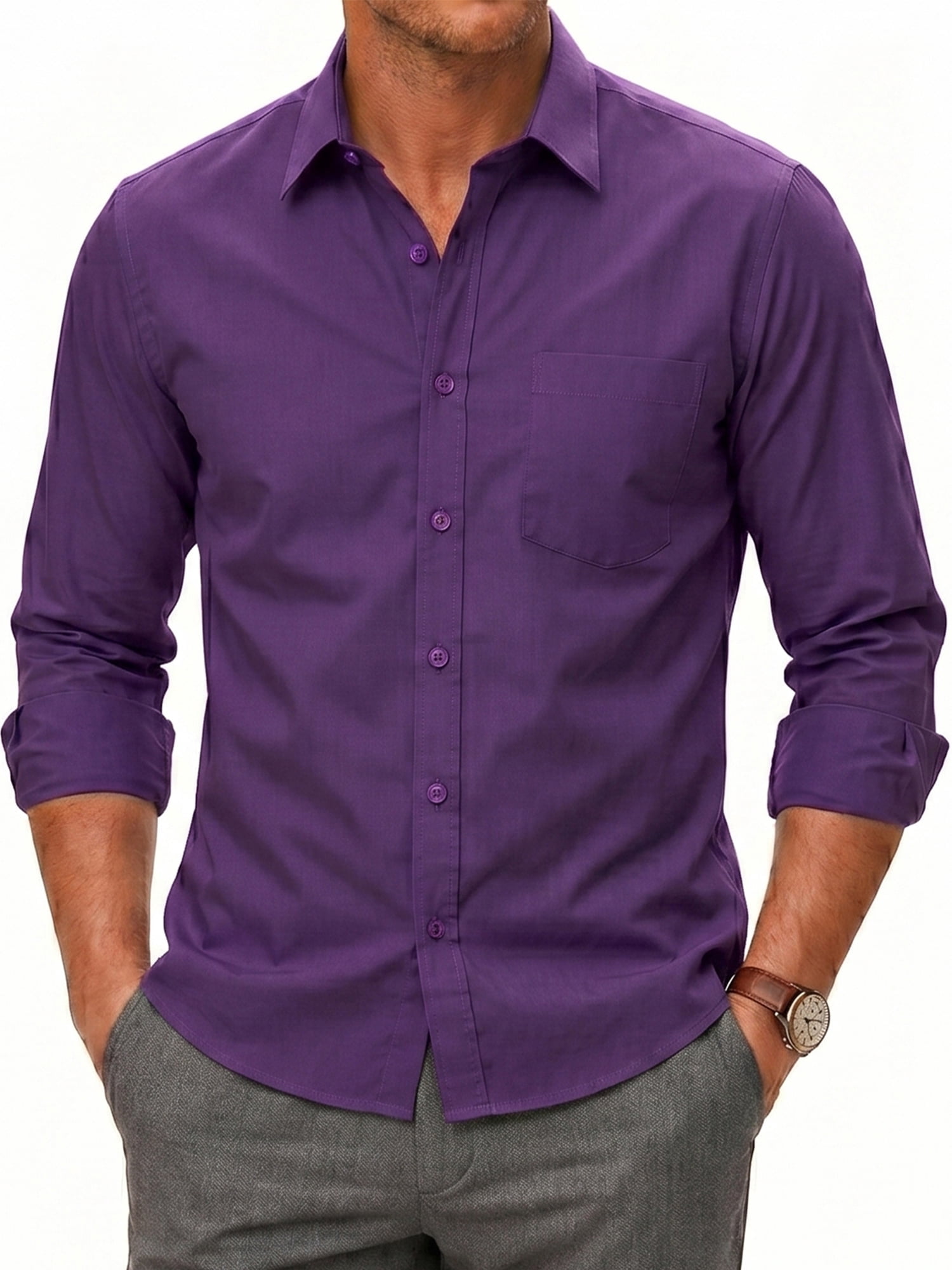 violet dress shirts for men Hisdern Wrinkle-resistant Purple Shirt and Paisley Tie from basic to striking ones Sumtumn Mens Purple Dress Shirts