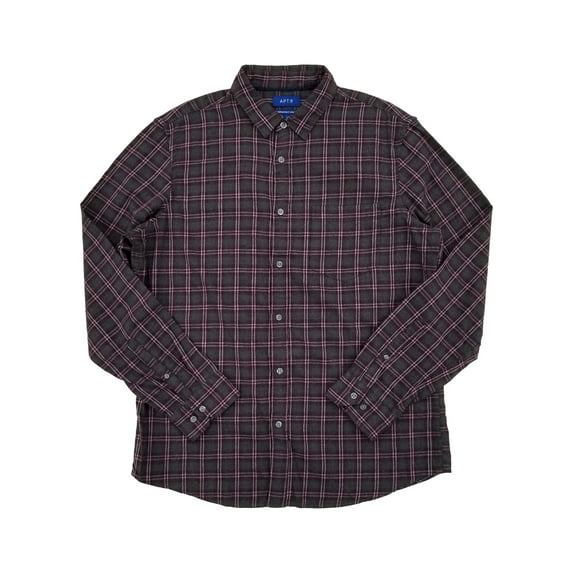 Mens Purple & Gray Plaid Long Sleeve Flannel Shirt XX-Large