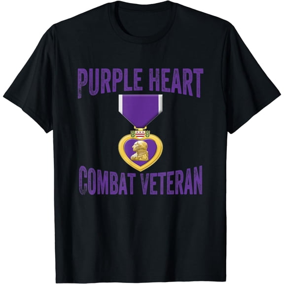 Mens Purple Heart Combat Veteran - purple heart medal T-Shirt