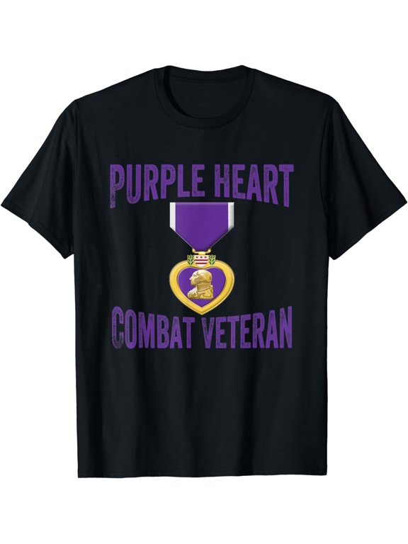 Mens Purple Heart Combat Veteran - purple heart medal T-Shirt
