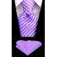 thumbnail image 1 of Mens Purple Necktie & Pocket Square Tie Set | Mens Purple Silver Tie and Hanky Set, 1 of 6