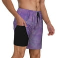 thumbnail image 1 of Mens Purple Paint 2 in 1 Quick Dry Swim Trunks with Compression Liner Beach Shorts, 1 of 6