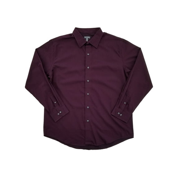 Mens Purple Potent Sateen Stripe Long Sleeve Button-Down Shirt S
