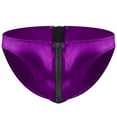 thumbnail image 1 of Mens Purple Satin Briefs with Zipper Fly - Silky Underwear for Men, Novelty Fashion Style, Free Size,Size Free Size, 1 of 4