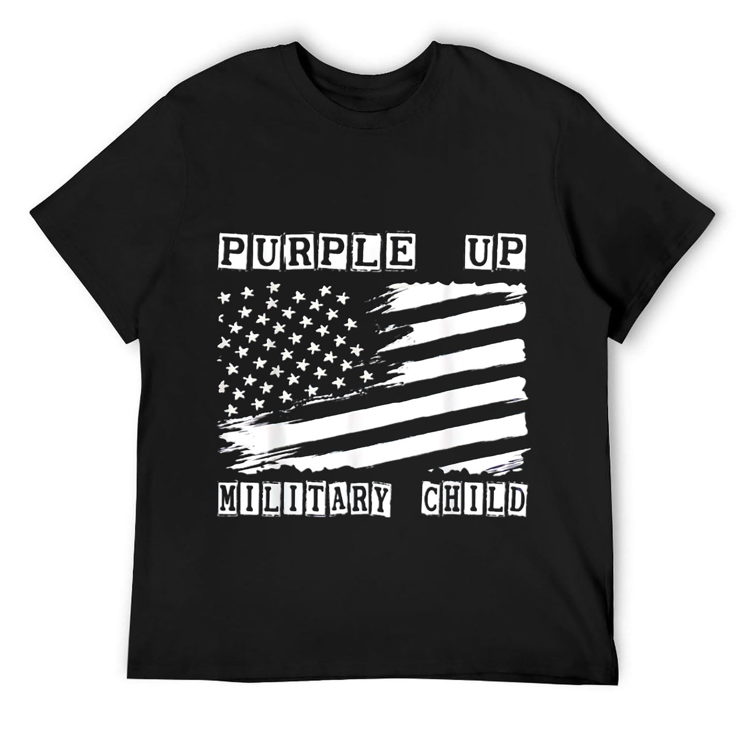 Mens Purple Up For Military Kids Military Child Month US Flag T-Shirt ...
