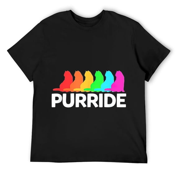 Mens Purride LGBT Rainbow Gay Lesbian Bisexual Transgender Cat T-Shirt Black
