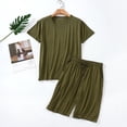 thumbnail image 1 of Mens Pyjamas Set Short Sleeve Nightwear Crew Neck Pyjama Top & Shorts Soft Comfy Sleepwear Lounge wear PJ's Sets Army Green XXXXL, 1 of 4
