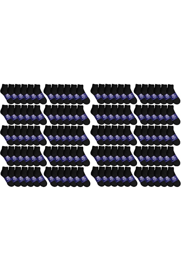 Mens Quarter Ankle Socks, Cotton, Ankle Sock, Donation Homeless, Lightweight Bulk Wholesale (120 Pairs Mens Black)
