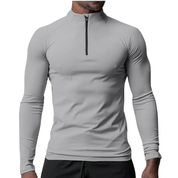 Mens Quarter Zip Athletic Pullover Solid Stand-up Long Sleeve Sweatshirt for Men Workout Gym Golf