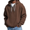 thumbnail image 1 of Mens Quarter Zip Hoodie Loose Waffle Long Sleeve Drawstring Hooded Sweatshirt Plus Size Pullover Tops with Pocket, 1 of 8