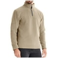 thumbnail image 1 of Mens Quarter Zip Microfleece Sweatshirts Fuzzy Warm Stand Collar Pullover Tops Casual Long Sleeve Winter Warm Tops (2XL, Khaki#A), 1 of 6