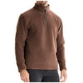 thumbnail image 1 of Mens Quarter Zip Microfleece Sweatshirts Fuzzy Warm Stand Collar Pullover Tops Casual Long Sleeve Winter Warm Tops (XL, Brown#A), 1 of 6