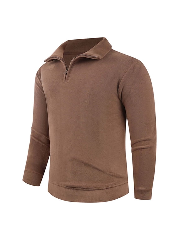 Mens Quarter Zip Polar Fleece Pullover Warm Collar Sweatshirt Sweater Thermal Base Layer for Cold Freezing Weather