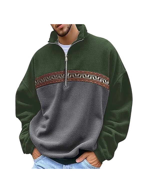 Mens Quarter Zip Polar Fleece Sweater 1/4 Zip Mock Neck Knitted Dress Pullover Sweaters Business Casual Long Sleeve Office Sweater