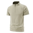 thumbnail image 1 of Mens Quarter Zip Pullover Athletic Shirts Summer Casual Short Sleeve Stand Collar Gym Workout Running Tee Shirts Tops, 3XL, 1 of 8