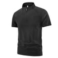 thumbnail image 1 of Mens Quarter Zip Pullover Athletic Shirts Summer Casual Short Sleeve Stand Collar Gym Workout Running Tee Shirts Tops, 3XL, 1 of 4