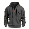 thumbnail image 1 of Mens Quarter Zip Pullover Hoodie with Zipper Pockets Long Sleeve Drawstring Hooded Golf Sweathsirt Blouses (M, Dark Gray), 1 of 5