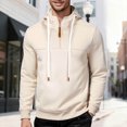thumbnail image 1 of Mens Quarter Zip Pullover Hoodies Fleece Big And Tall Hooded Sweatshirt Fall Lightweight Comfy Streetwear With Pocket, 1 of 8