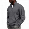 thumbnail image 1 of Mens Quarter Zip Pullover Long Sleeve Fall Sweatshirt with Kangaroo Pocket Sporty Hiking Outdoor Tops, 1 of 9