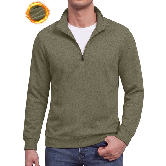 JWD Mens Quarter Zip Pullover Mock Neck Long Sleeve Casual Sweatshirt Lightweight Knit Top Dark Green XL