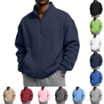 thumbnail image 1 of Mens Quarter Zip Pullover Mock Neck Sweaters Men Golf Sweatshirt Silky Sheen Soft Fabric, Long Sleeve Pullover, Stretch, Lightweight, Wrinkle-Free Loose Fit, Collared, Casual Travel Golf, 1 of 6