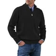 thumbnail image 1 of Mens Quarter Zip Pullover Quilted Pullover Casual Knit Long Sleeve Mock Neck Sweater Black XL, 1 of 4