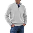 thumbnail image 1 of Mens Quarter Zip Pullover Quilted Pullover Casual Knit Long Sleeve Mock Neck Sweater White M, 1 of 4