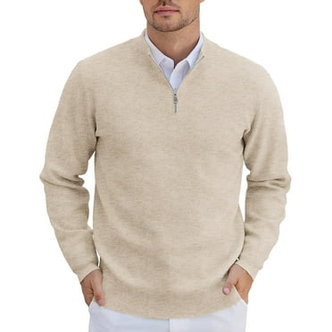 Mens Quarter Zip Pullover Slim Fit Lightweight Knit Pullover Sweaters Casual Polo Sweater