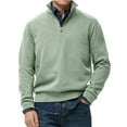 thumbnail image 1 of Mens Quarter Zip Pullover Slim Fit Lightweight Sweater Casual Mock Neck Knit Polo Sweater Green 2XL, 1 of 3