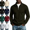 thumbnail image 1 of Mens Quarter Zip Pullover Sweater Lightweight Mock Neck Slim Fit Pullover Knit Casual Polo Sweaters Army Green 2XL, 1 of 8