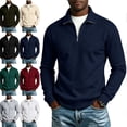 thumbnail image 1 of Mens Quarter Zip Pullover Sweater Lightweight Mock Neck Slim Fit Pullover Knit Casual Polo Sweaters Navy L, 1 of 8