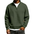 thumbnail image 1 of Mens Quarter Zip Pullover Sweaters Mock Neck Slim Fit Lightweight Pullover Waffle Knit Casual Sweater,Army Green XXL, 1 of 4