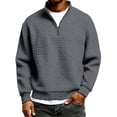 thumbnail image 1 of Mens Quarter Zip Pullover Sweaters Mock Neck Slim Fit Lightweight Pullover Waffle Knit Casual Sweater,Dark Gray XXL, 1 of 4