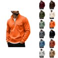 thumbnail image 1 of Mens Quarter Zip Pullover Sweatshirt Fall Winter Long Sleeve Casual Plain Stand Collared Sweatshirts with Pockets, 1 of 6