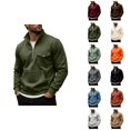 thumbnail image 1 of Mens Quarter Zip Pullover Sweatshirt Fall Winter Long Sleeve Casual Plain Stand Collared Sweatshirts with Pockets, 1 of 6