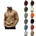 thumbnail image 1 of Mens Quarter Zip Pullover Sweatshirt Fall Winter Long Sleeve Casual Plain Stand Collared Sweatshirts with Pockets, 1 of 6