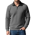 thumbnail image 1 of Mens Quarter Zip Pullover Sweatshirts for Men Diamond Quilted Collar Waffle Weave Sweatshirt Solid Color Casual Loose Fit Sweatshirt with Pockets, 1 of 8