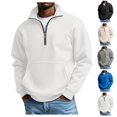 thumbnail image 1 of Mens Quarter Zip Pullover Waffle Knit Long Sleeve Sweat Shirts with Pocket Big and Tall Heavyweight Polo Sweater, 1 of 4