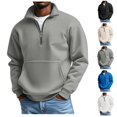 thumbnail image 1 of Mens Quarter Zip Pullover Waffle Knit Long Sleeve Sweat Shirts with Pocket Big and Tall Heavyweight Polo Sweater, 1 of 4