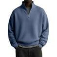 thumbnail image 1 of Mens Quarter Zip Pullover Waffle Knit Textured 1/4 Zip Up Sweatshirt Business Trendy Lightweight Big And Tall Shirts Dark Blue XL, 1 of 3